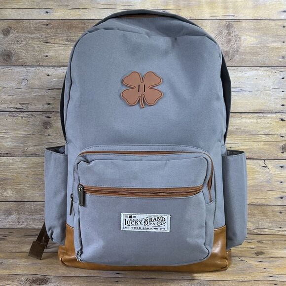 Lucky Brand Backpack Premium Laptop Canvas Unisex Backpack Color Grey - Picture 1 of 16